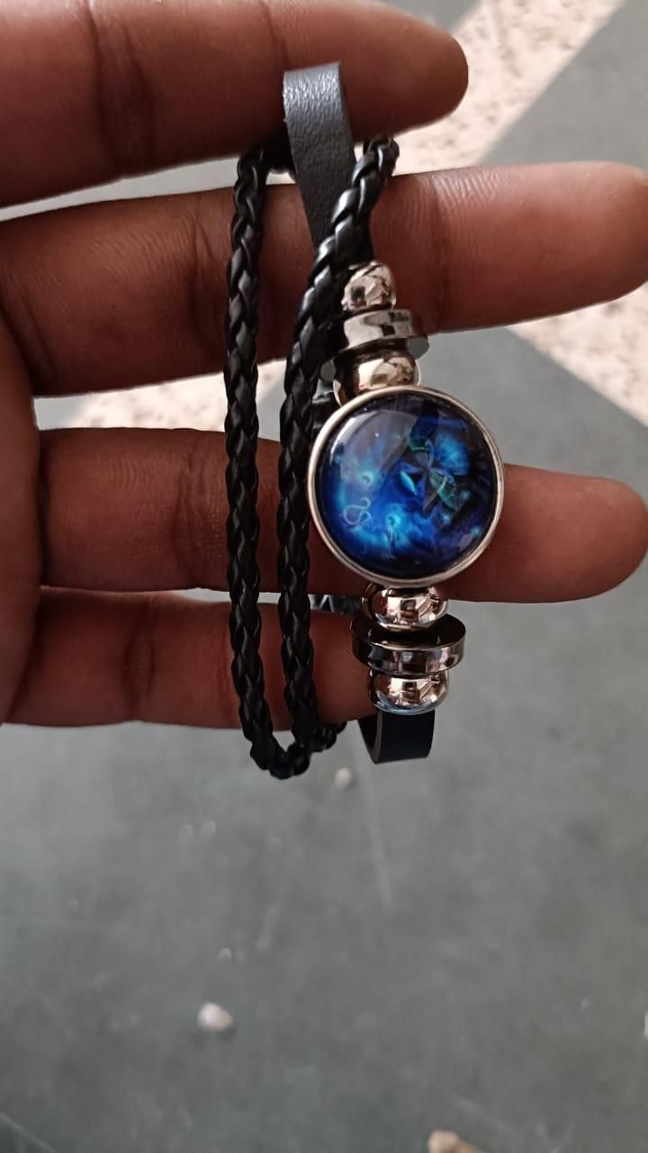 Zodiac Constellation Braided Design Black Leather Bracelet Adjustable - Instagrab.Shop Zodiac Constellation Braided Design Black Leather Bracelet Adjustable