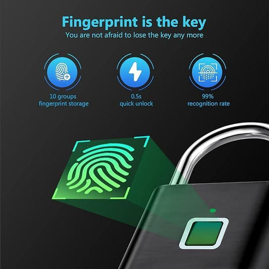 Fingerprint Padlock Rechargeable Keyless Anti-theft Security Smart Door Lock-1 Piece ( Random Colour) - Instagrab.Shop Fingerprint Padlock Rechargeable Keyless Anti-theft Security Smart Door Lock-1 Piece ( Random Colour)