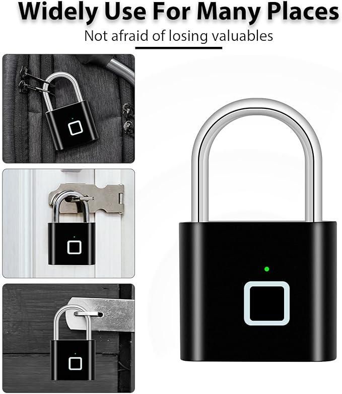Fingerprint Padlock Rechargeable Keyless Anti-theft Security Smart Door Lock-1 Piece ( Random Colour) - Instagrab.Shop Fingerprint Padlock Rechargeable Keyless Anti-theft Security Smart Door Lock-1 Piece ( Random Colour)