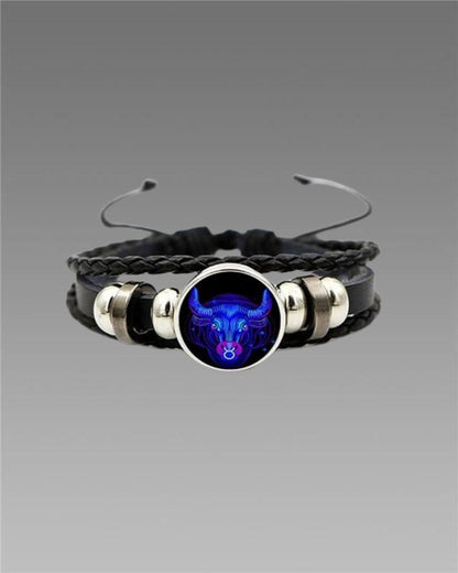 Zodiac Constellation Braided Design Black Leather Bracelet Adjustable - Instagrab.Shop Zodiac Constellation Braided Design Black Leather Bracelet Adjustable