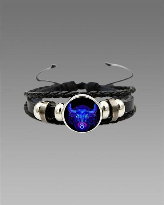 Zodiac Constellation Braided Design Black Leather Bracelet Adjustable - Instagrab.Shop Zodiac Constellation Braided Design Black Leather Bracelet Adjustable