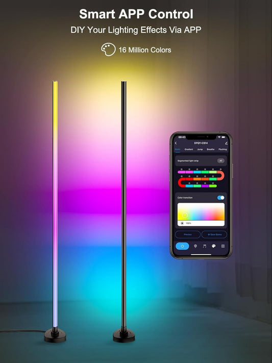 Transform Your Space with Vibrant Ambiance - Corner Floor Lamp with Music Sync & Smart Control - Instagrab.Shop Transform Your Space with Vibrant Ambiance - Corner Floor Lamp with Music Sync & Smart Control